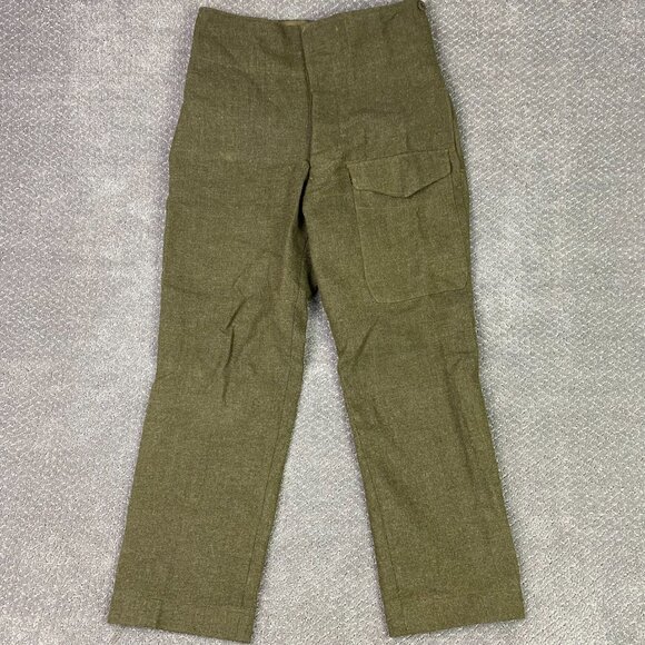 Vintage 50s Canadian Army Wool Field Trousers Pants Men's 31 x 28 Olive Military - Picture 1 of 15